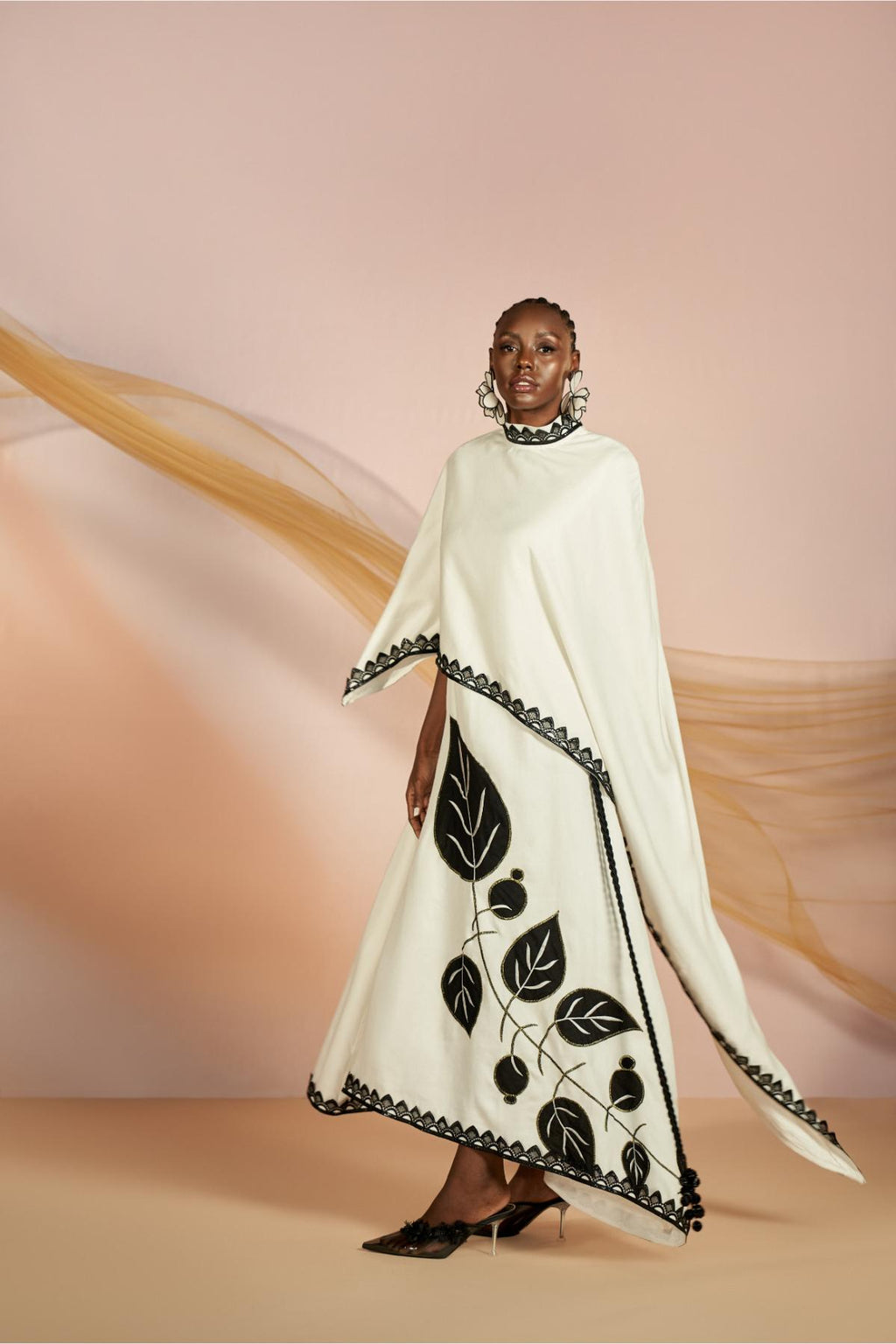 Broidered Grand Cape Maxi Dress atelieranavo Broidered Grand Cape Maxi Dress atelieranavo